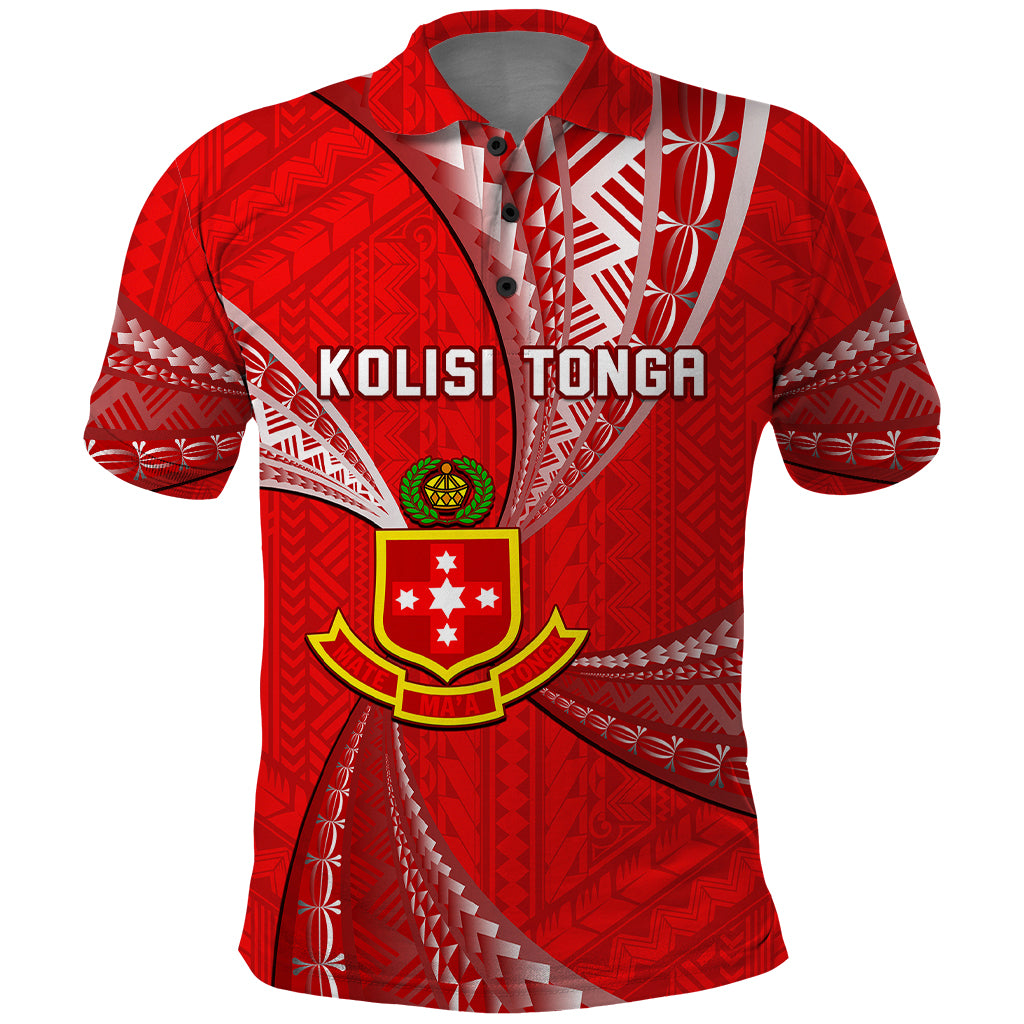 Custom Tonga College Alete Polo Shirt Kolisi Tonga Ngatu Pattern LT14 Red - Polynesian Pride