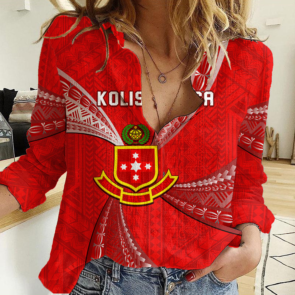 Personalised Tonga College Alete Women Casual Shirt Kolisi Tonga Ngatu Pattern LT14 Female Red - Polynesian Pride