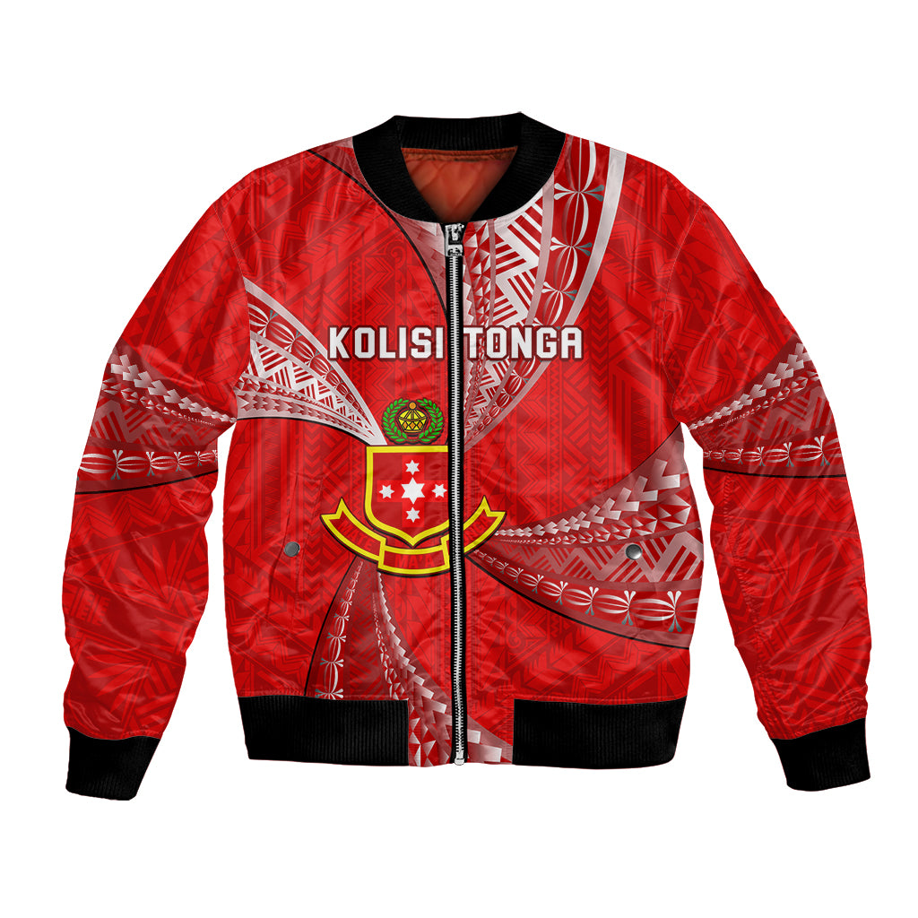 Personalised Tonga College Alete Bomber Jacket Class Of Year Kolisi Tonga Ngatu Pattern LT14 Unisex Red - Polynesian Pride