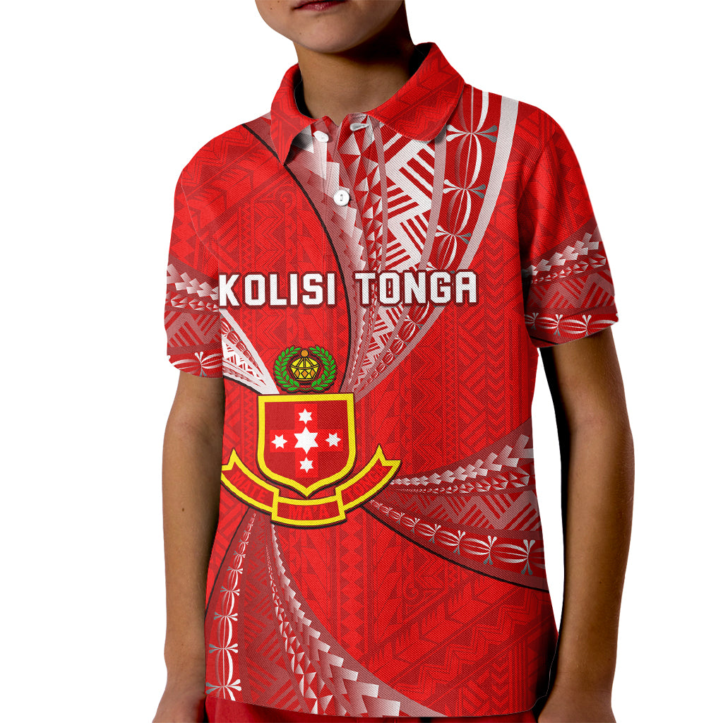 Personalised Tonga College Alete Kid Polo Shirt Class Of Year Kolisi Tonga Ngatu Pattern LT14 Kid Red - Polynesian Pride