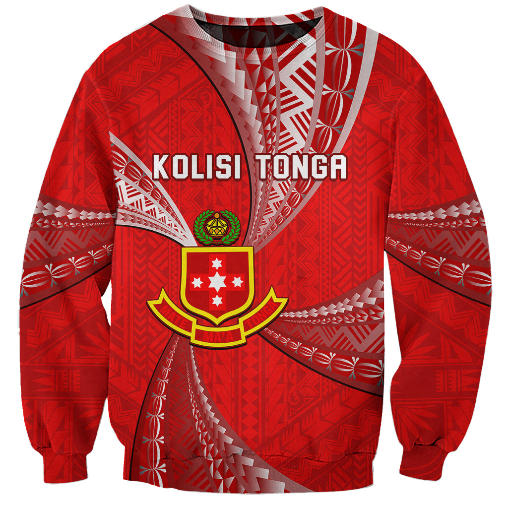 Personalised Tonga College Alete Sweatshirt Class Of Year Kolisi Tonga Ngatu Pattern LT14 Unisex Red - Polynesian Pride