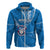 Custom Tonga Apifoou College Tonga Hoodien Ngatu Pattern LT14 Zip Hoodie Blue - Polynesian Pride