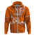 Custom Tonga Tailulu College Hoodie Tongan Ngatu Pattern LT14 Zip Hoodie Orange - Polynesian Pride