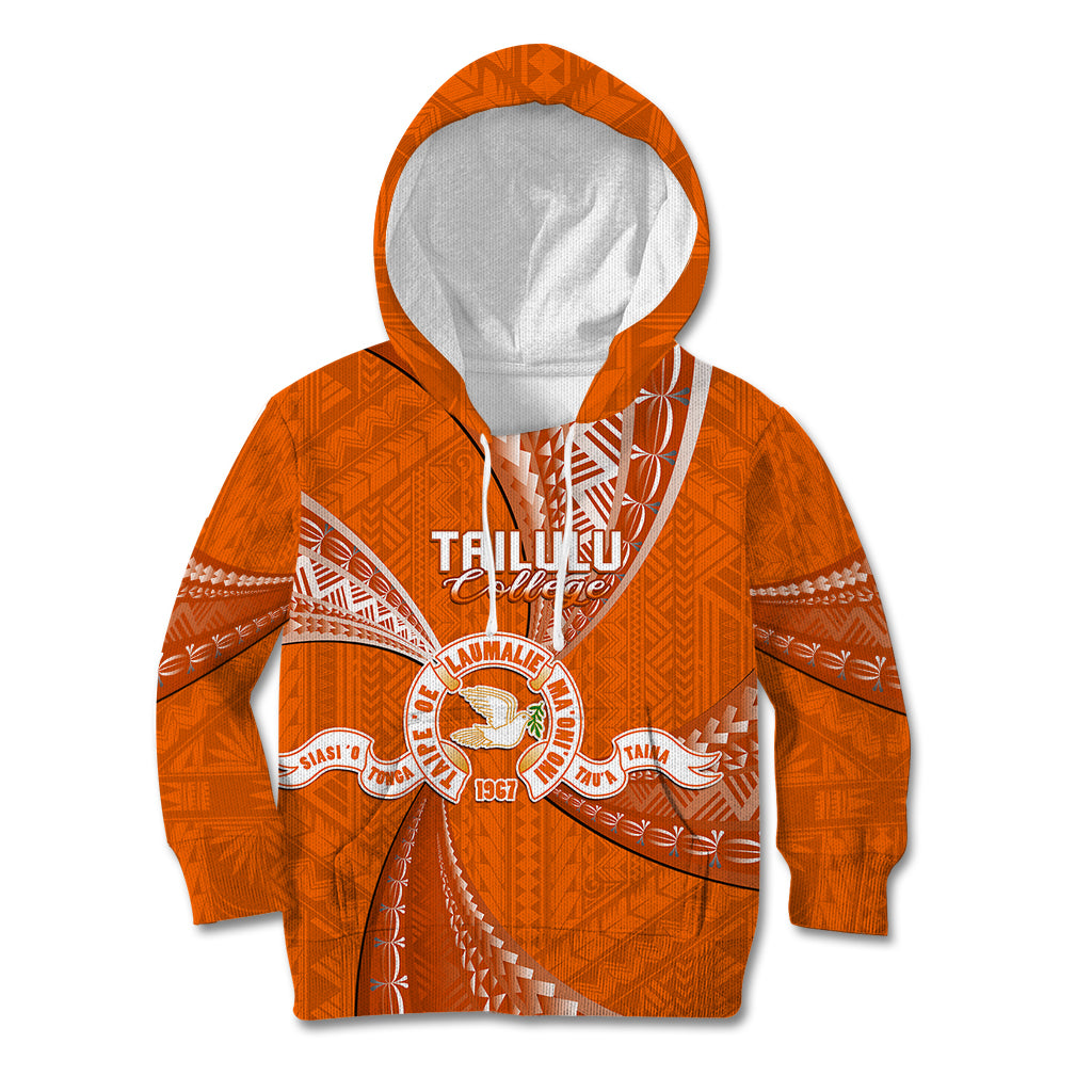 Personalised Tonga Tailulu College Kid Hoodie Tongan Ngatu Pattern LT14 Hoodie Orange - Polynesian Pride