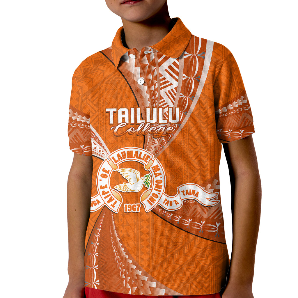 Personalised Tonga Tailulu College Kid Polo Shirt Tongan Ngatu Pattern LT14 Kid Orange - Polynesian Pride