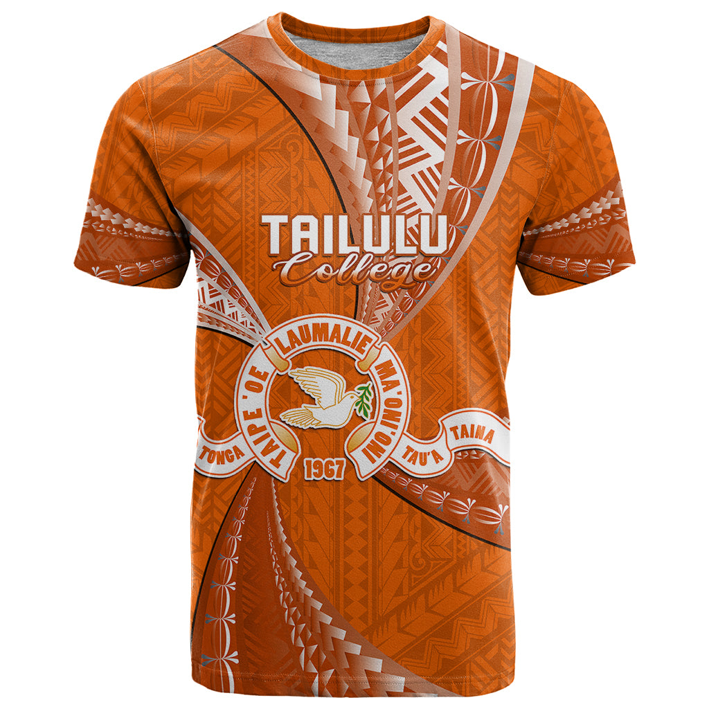 Custom Tonga Tailulu College T Shirt Tongan Ngatu Pattern LT14 Orange - Polynesian Pride