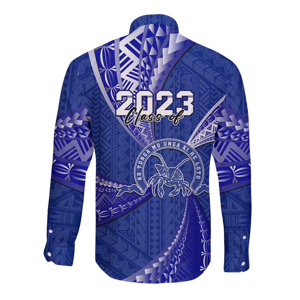 Personalised Tonga Tupou College Long Sleeve Button Shirt Class Of Year Tongan Ngatu Pattern LT14 - Polynesian Pride