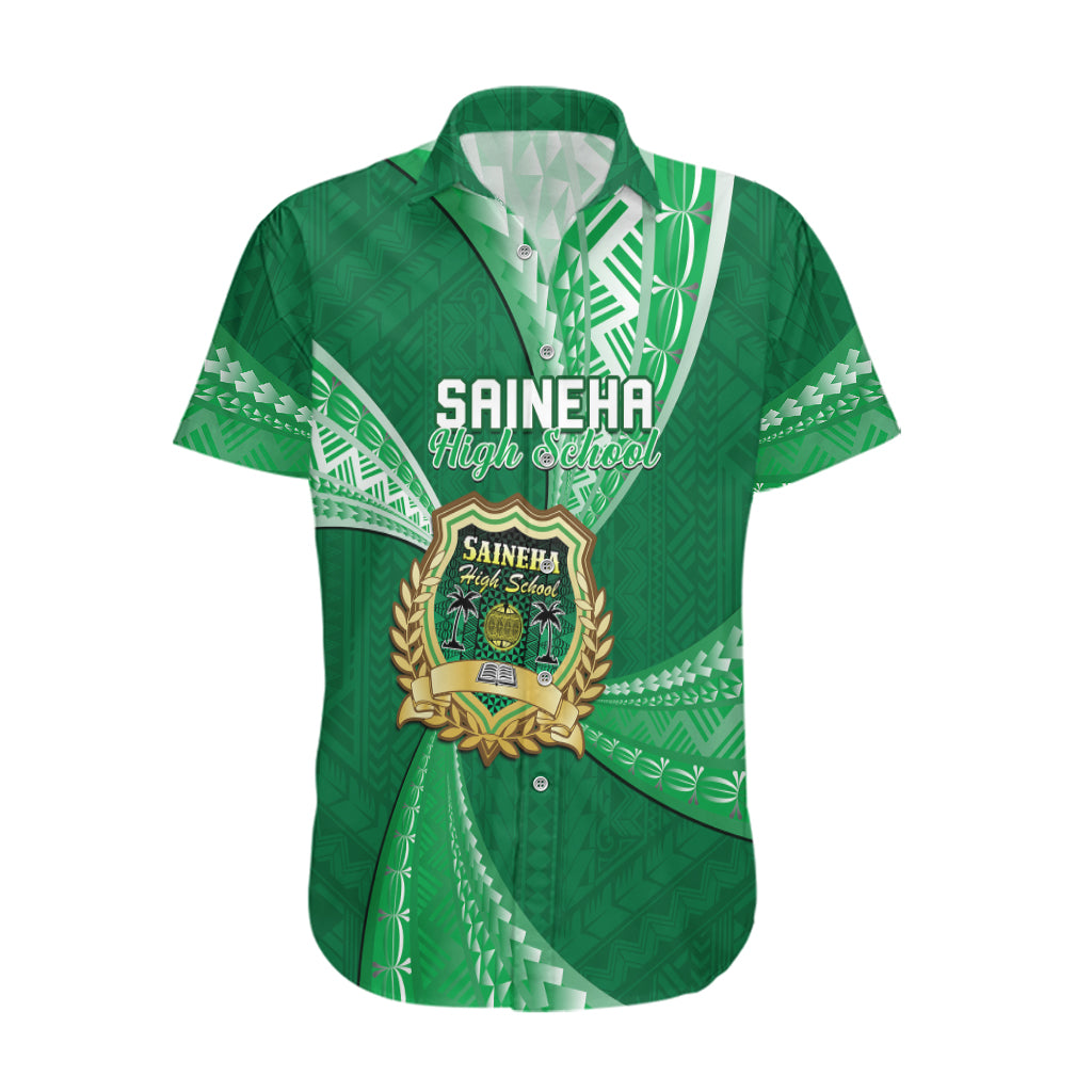 Personalised Tonga Saineha High School Hawaiian Shirt Tongan Ngatu Pattern LT14 Green - Polynesian Pride