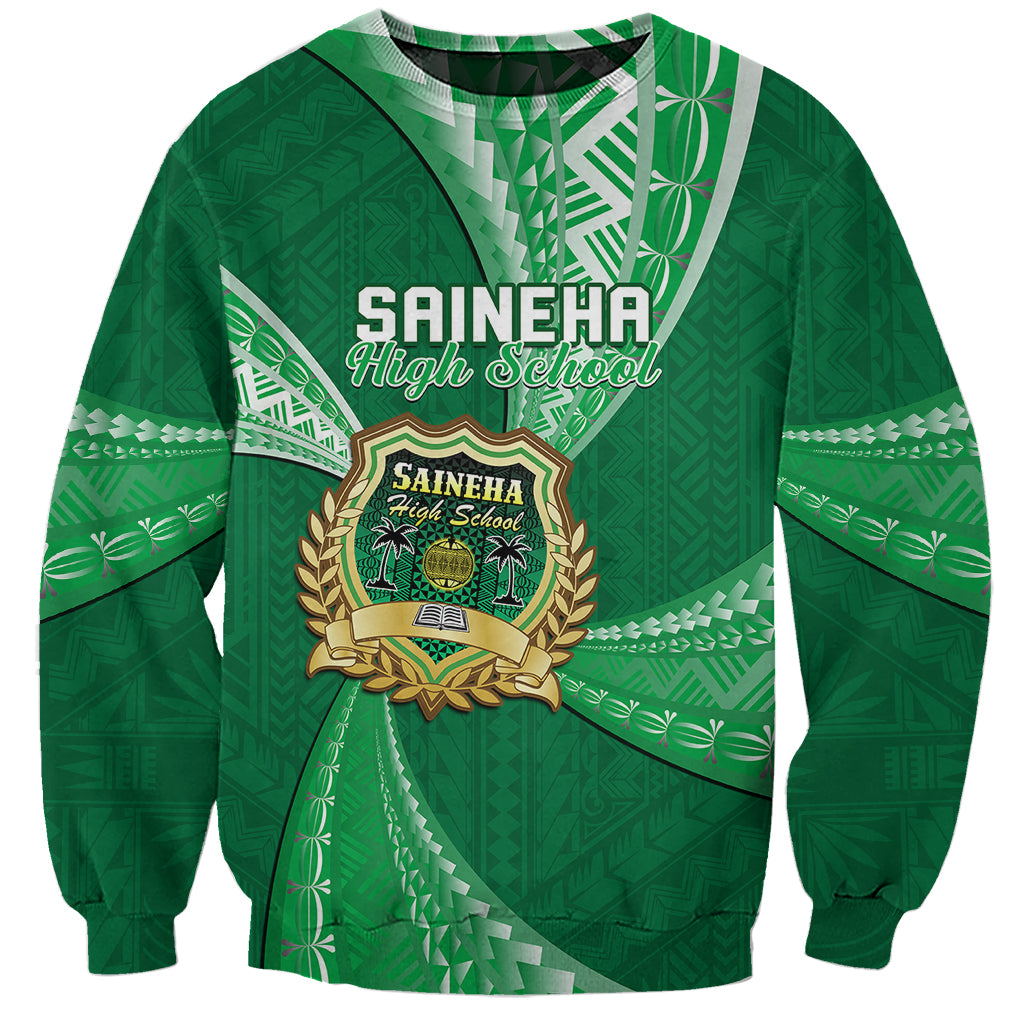 Personalised Tonga Saineha High School Sweatshirt Tongan Ngatu Pattern LT14 Unisex Green - Polynesian Pride