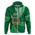 Custom Tonga Saineha High School Hoodie Class of Year Tongan Ngatu Pattern LT14 Zip Hoodie Green - Polynesian Pride