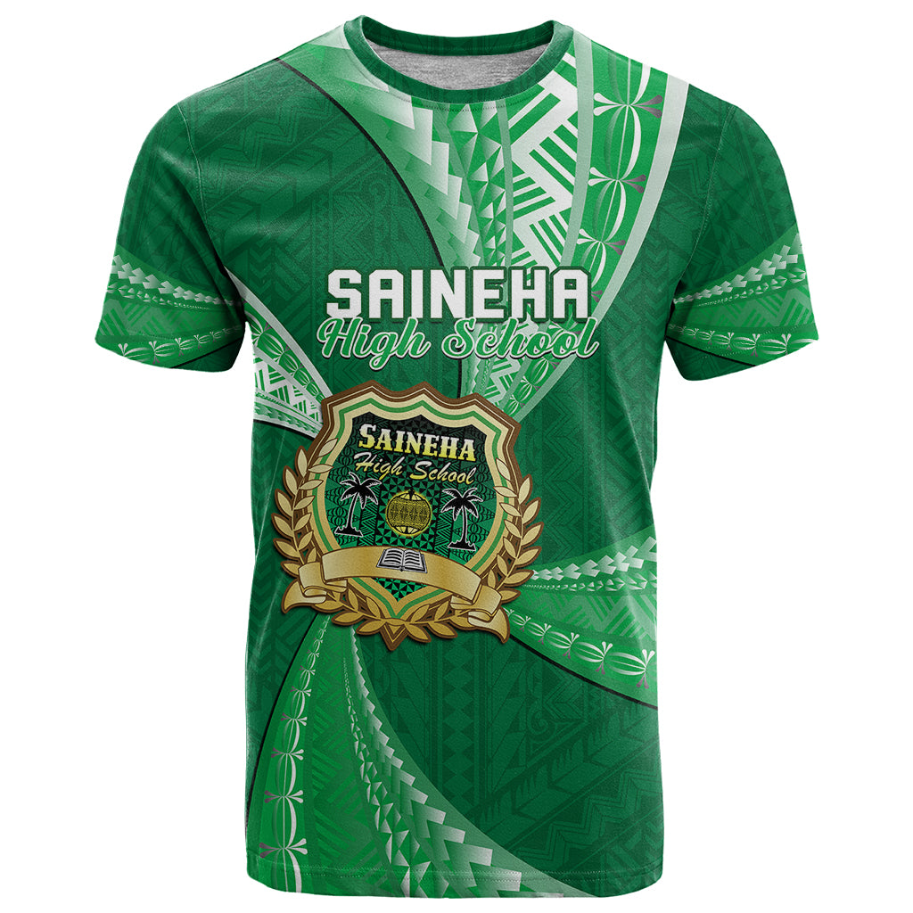 Custom Tonga Saineha High School T Shirt Class Of Year Tongan Ngatu Pattern LT14 Green - Polynesian Pride