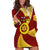 Personalised Tonga High School Hoodie Dress Tongan Ngatu Pattern LT14 Maroon - Polynesian Pride