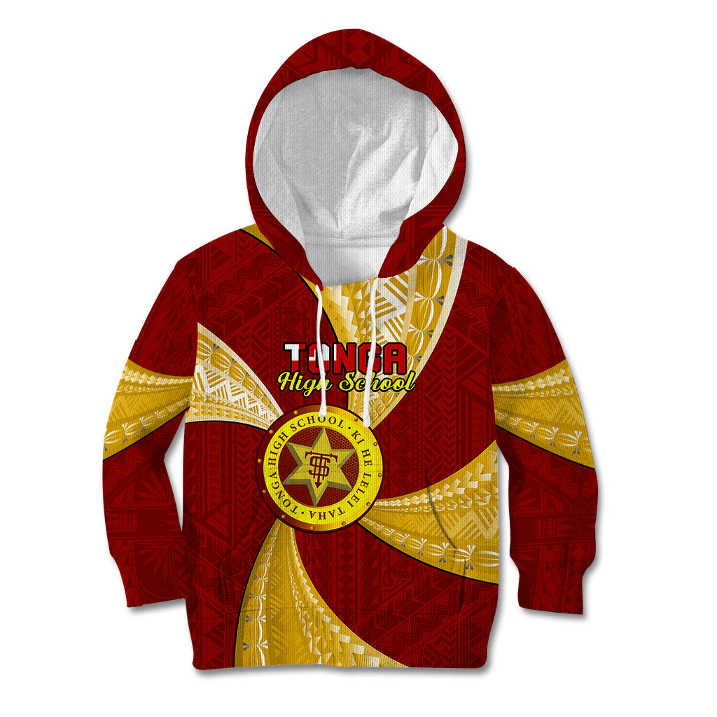 Personalised Tonga High School Kid Hoodie Tongan Ngatu Pattern LT14 Hoodie Maroon - Polynesian Pride