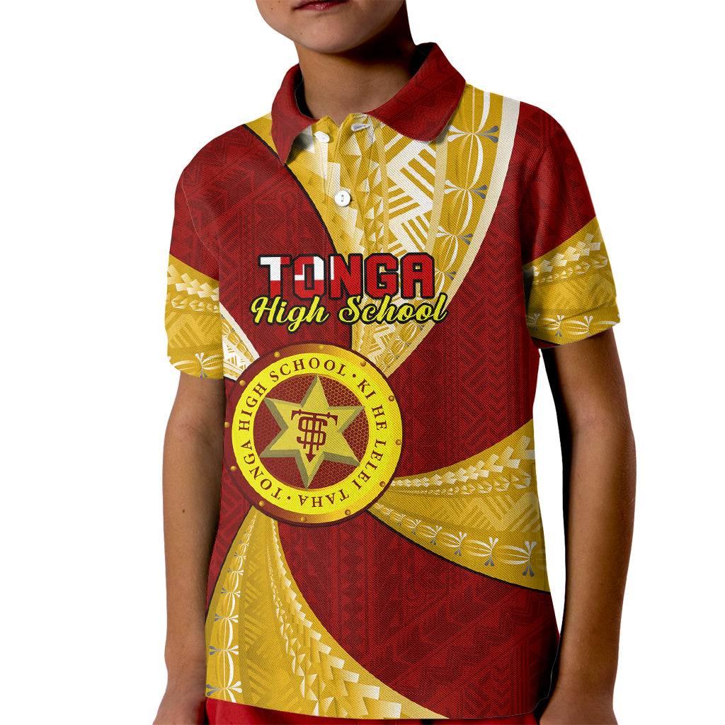 Personalised Tonga High School Kid Polo Shirt Tongan Ngatu Pattern LT14 Kid Maroon - Polynesian Pride