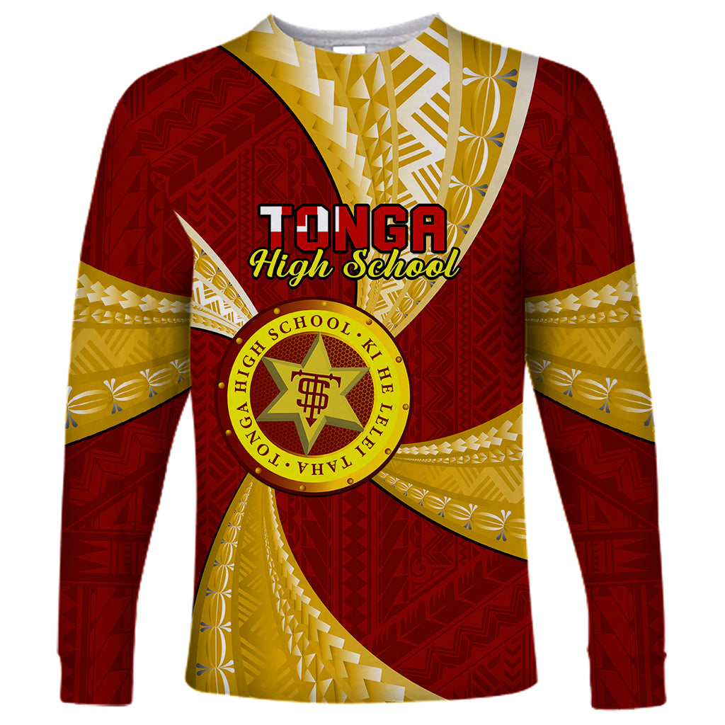 Personalised Tonga High School Long Sleeve Shirt Class Of Year Tongan Ngatu Pattern LT14 Unisex Maroon - Polynesian Pride