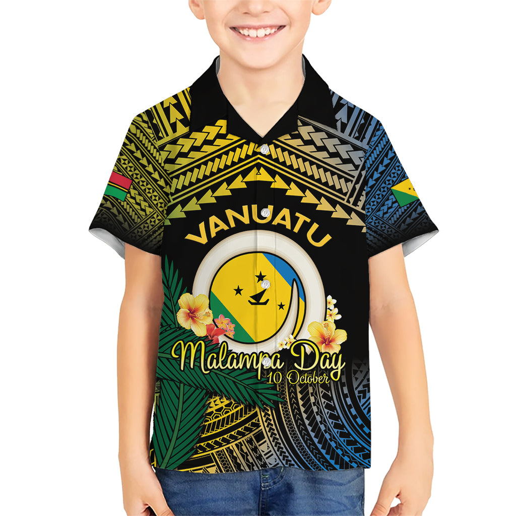 Personalised Malampa Day Kid Hawaiian Shirt Vanuatu Provinces Polynesian Pattern LT14 Kid Black - Polynesian Pride