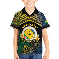 Personalised Malampa Day Kid Hawaiian Shirt Vanuatu Provinces Polynesian Pattern LT14 Kid Black - Polynesian Pride
