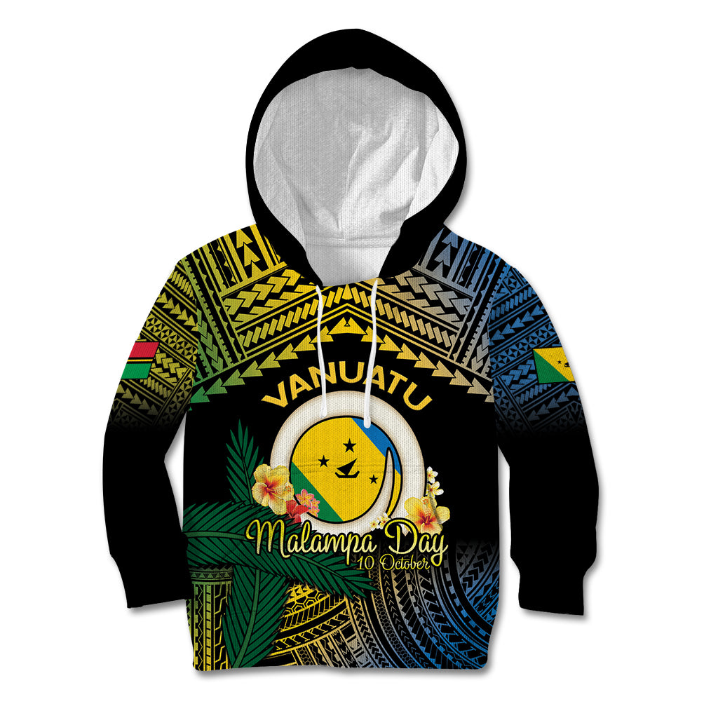 Personalised Malampa Day Kid Hoodie Vanuatu Provinces Polynesian Pattern LT14 Hoodie Black - Polynesian Pride