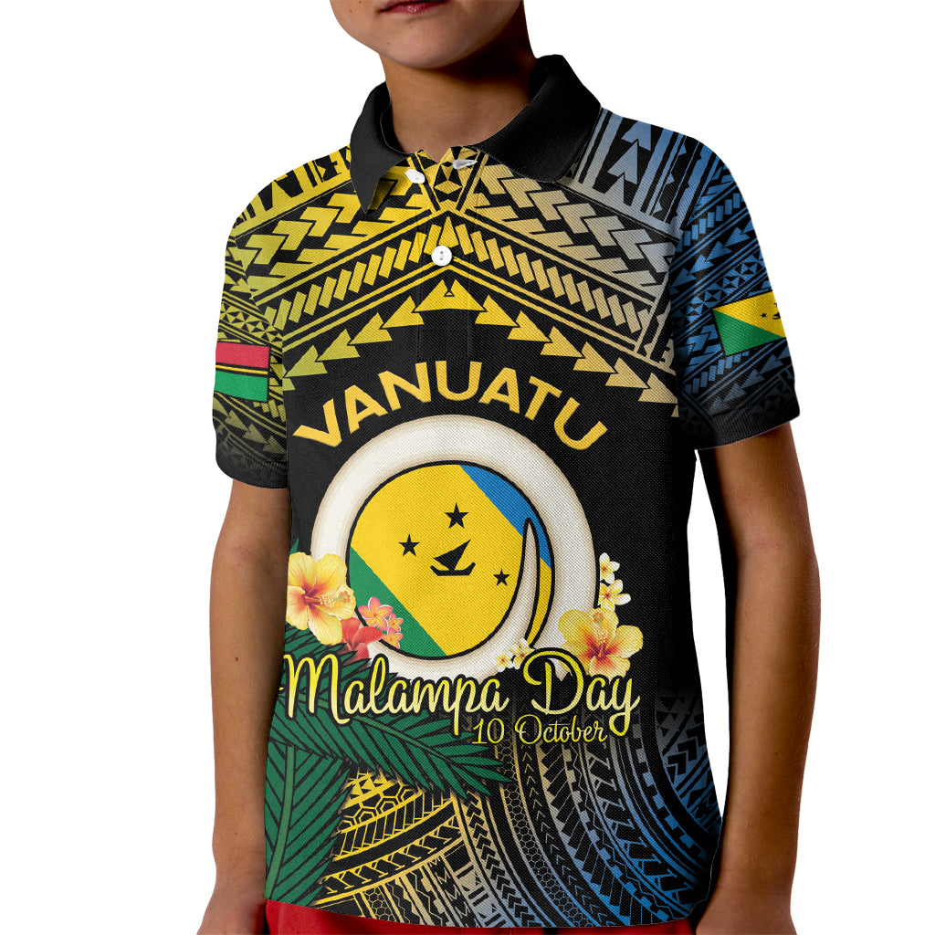 Personalised Malampa Day Kid Polo Shirt Vanuatu Provinces Polynesian Pattern LT14 Kid Black - Polynesian Pride