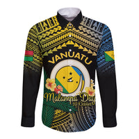Personalised Malampa Day Long Sleeve Button Shirt Vanuatu Provinces Polynesian Pattern LT14 Unisex Black - Polynesian Pride