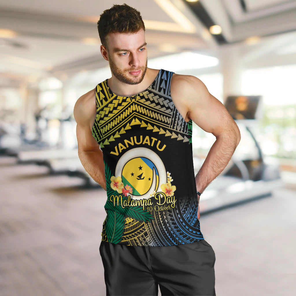 Personalised Malampa Day Men Tank Top Vanuatu Provinces Polynesian Pattern LT14 Black - Polynesian Pride