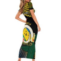 Personalised Malampa Day Short Sleeve Bodycon Dress Vanuatu Provinces Polynesian Pattern LT14 - Polynesian Pride