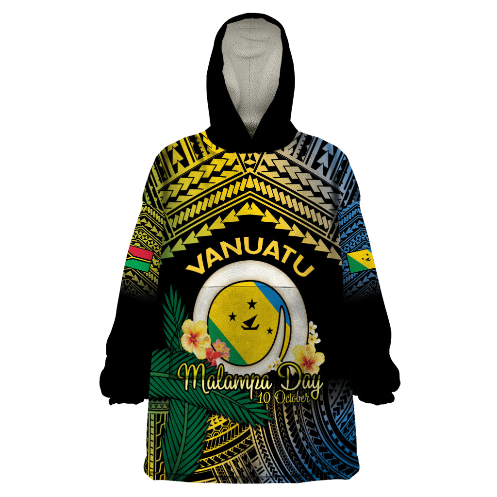Personalised Malampa Day Wearable Blanket Hoodie Vanuatu Provinces Polynesian Pattern LT14 One Size Black - Polynesian Pride
