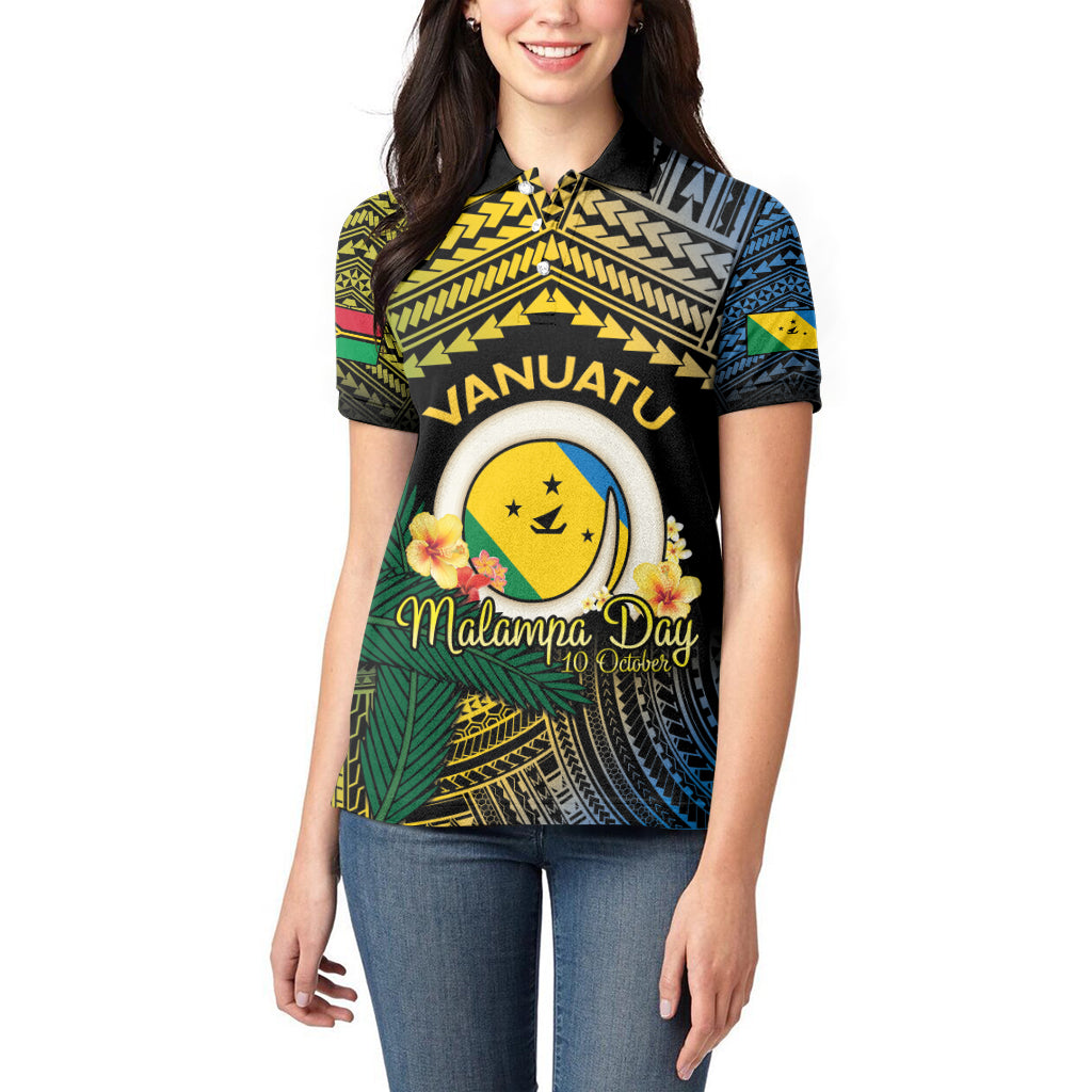 Personalised Malampa Day Women Polo Shirt Vanuatu Provinces Polynesian Pattern LT14 - Polynesian Pride