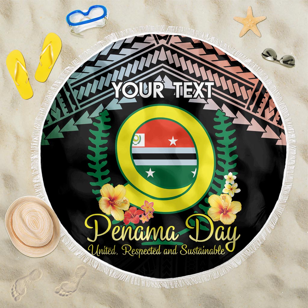 Personalised Penama Day Beach Blanket Vanuatu Provinces Polynesian Pattern LT14 One Size 150cm Black - Polynesian Pride