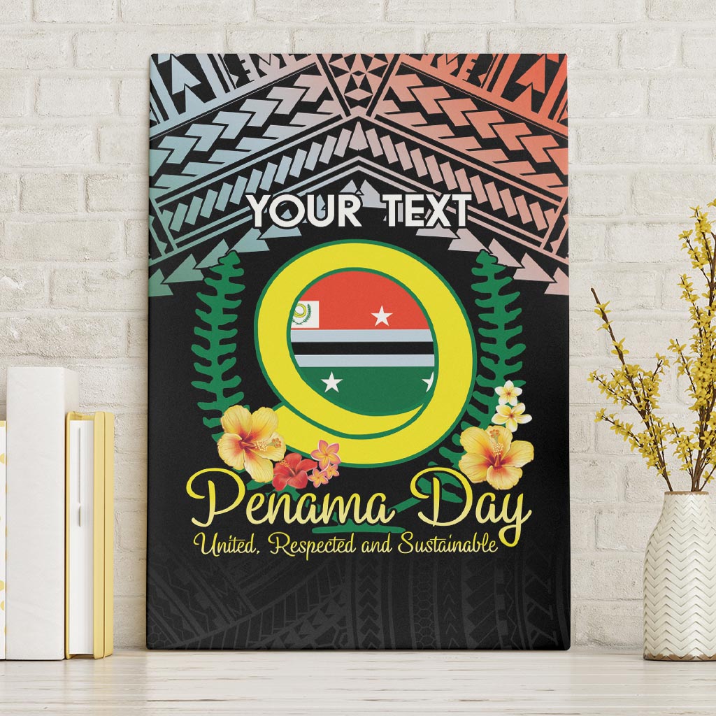 Personalised Penama Day Canvas Wall Art Vanuatu Provinces Polynesian Pattern LT14 Without Frame Black - Polynesian Pride