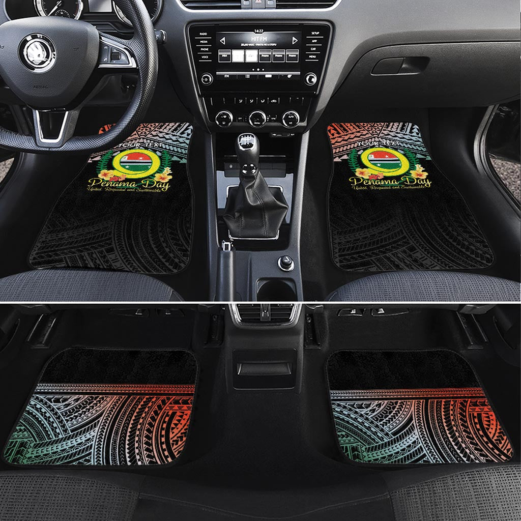 Personalised Penama Day Car Mats Vanuatu Provinces Polynesian Pattern LT14 Set 4pcs Black - Polynesian Pride