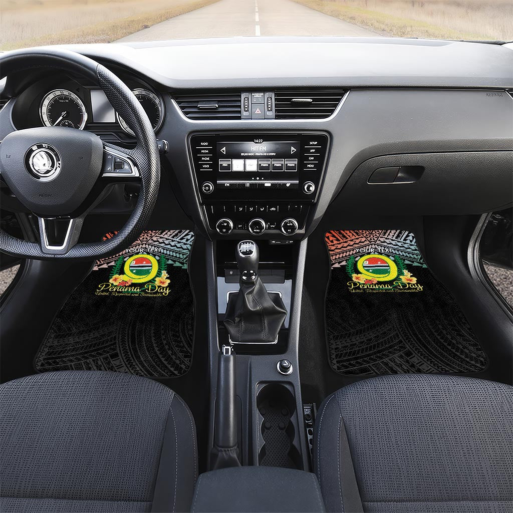 Personalised Penama Day Car Mats Vanuatu Provinces Polynesian Pattern LT14 Set 2pcs - Front Black - Polynesian Pride