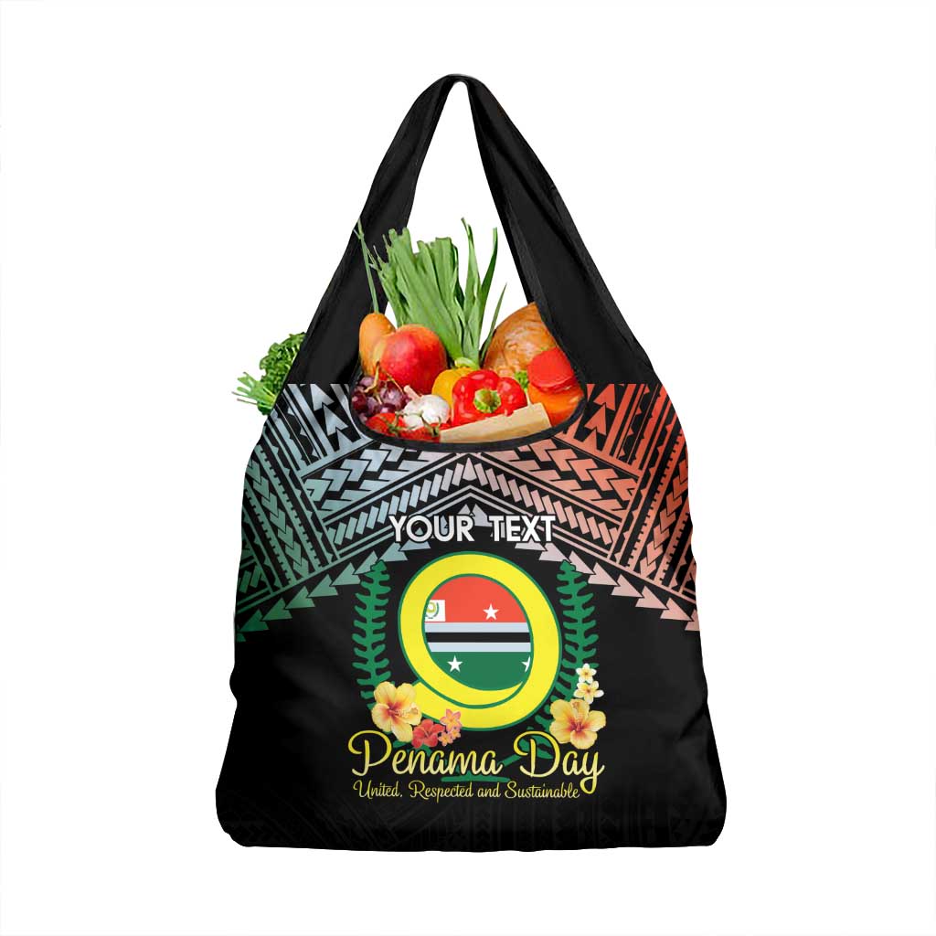 Personalised Penama Day Grocery Bag Vanuatu Provinces Polynesian Pattern LT14 1-pack One Size Black - Polynesian Pride