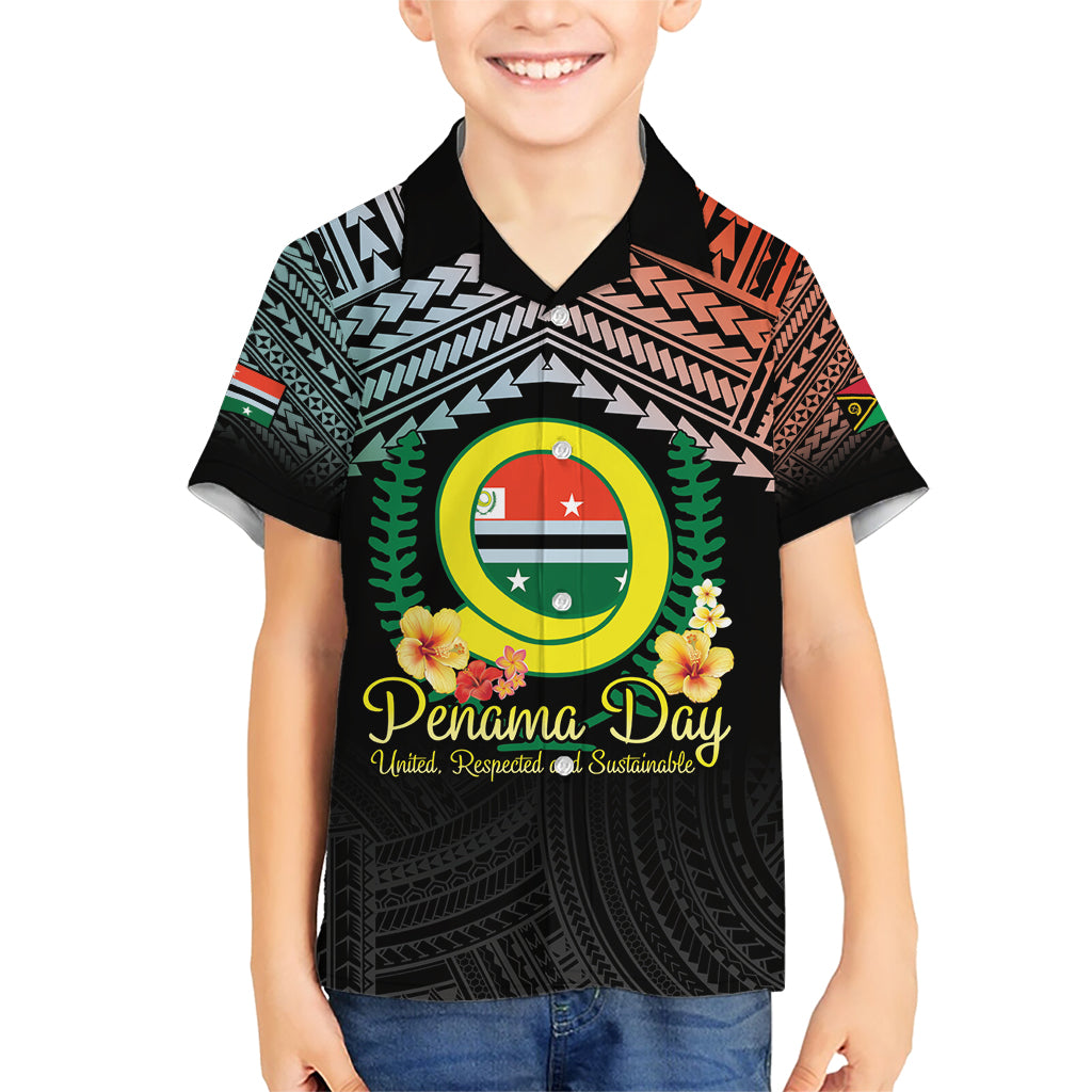 Personalised Penama Day Kid Hawaiian Shirt Vanuatu Provinces Polynesian Pattern LT14 Kid Black - Polynesian Pride