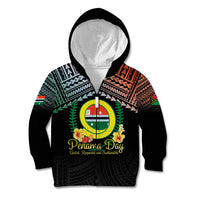 Personalised Penama Day Kid Hoodie Vanuatu Provinces Polynesian Pattern LT14 Zip Hoodie Black - Polynesian Pride