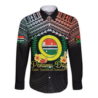 Personalised Penama Day Long Sleeve Button Shirt Vanuatu Provinces Polynesian Pattern LT14 Unisex Black - Polynesian Pride