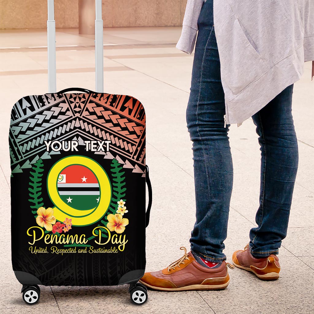 Personalised Penama Day Luggage Cover Vanuatu Provinces Polynesian Pattern LT14 Black - Polynesian Pride