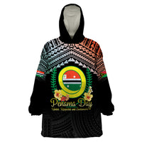 Personalised Penama Day Wearable Blanket Hoodie Vanuatu Provinces Polynesian Pattern LT14 One Size Black - Polynesian Pride