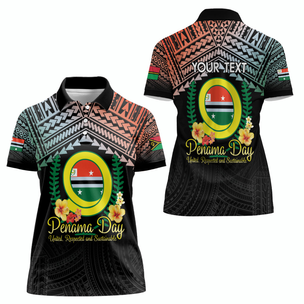 Personalised Penama Day Women Polo Shirt Vanuatu Provinces Polynesian Pattern LT14 - Polynesian Pride