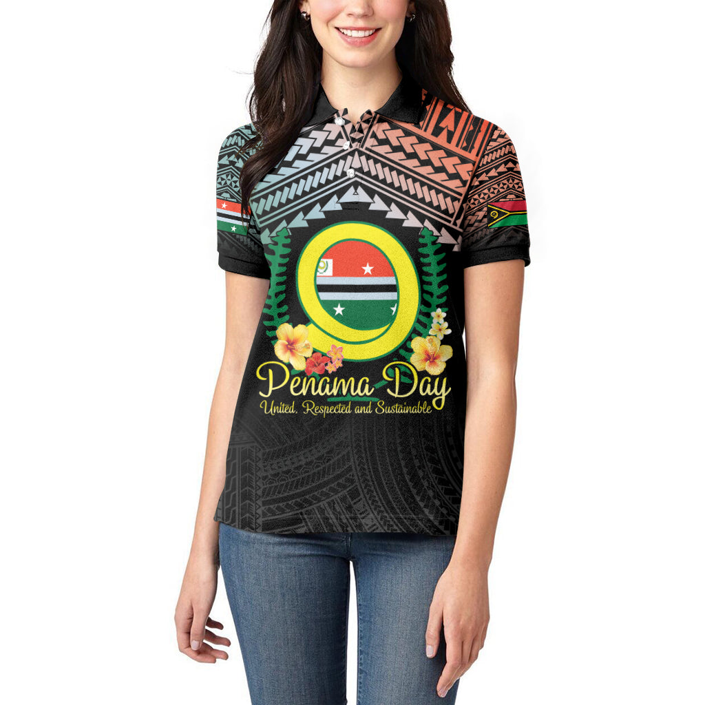 Personalised Penama Day Women Polo Shirt Vanuatu Provinces Polynesian Pattern LT14 - Polynesian Pride