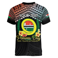 Personalised Penama Day Women V-Neck T-Shirt Vanuatu Provinces Polynesian Pattern LT14 - Polynesian Pride
