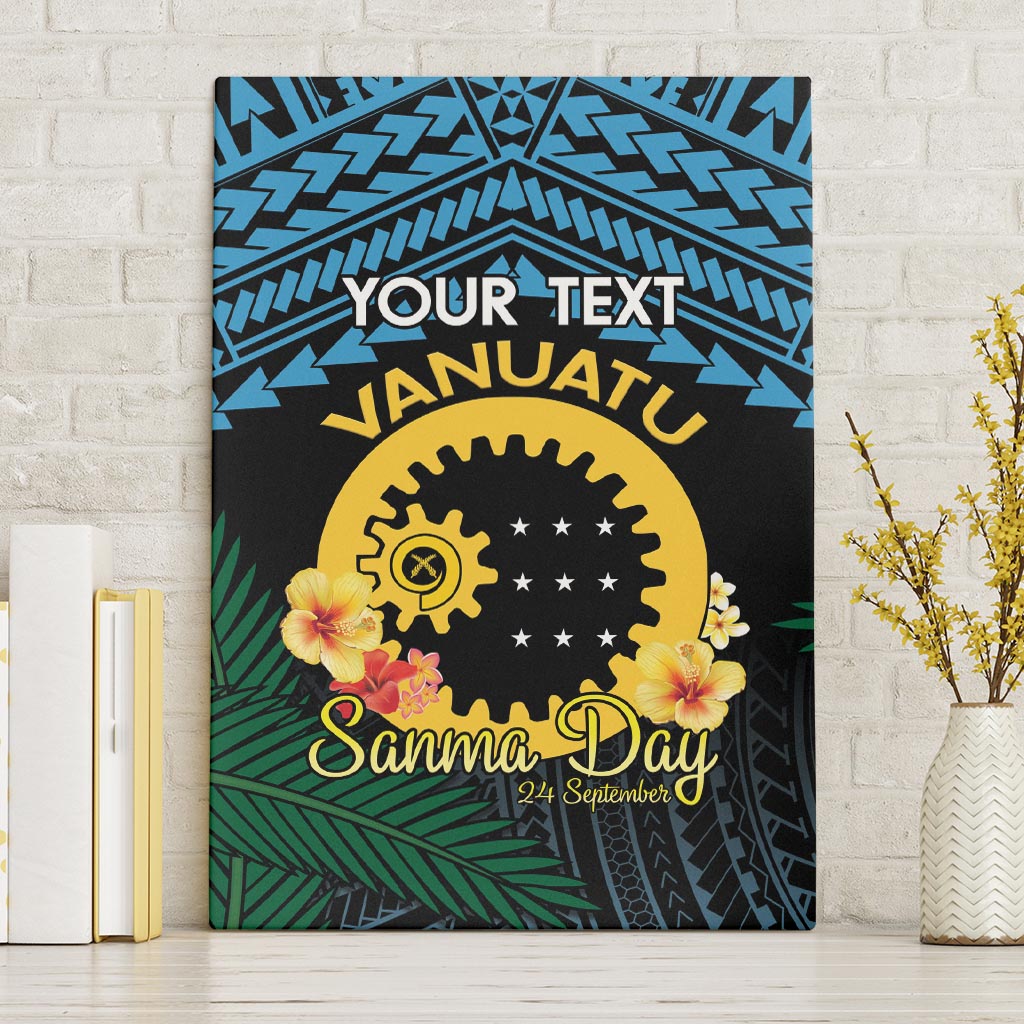 Personalised Sanma Day Canvas Wall Art Vanuatu Provinces Polynesian Pattern LT14 Without Frame Black - Polynesian Pride