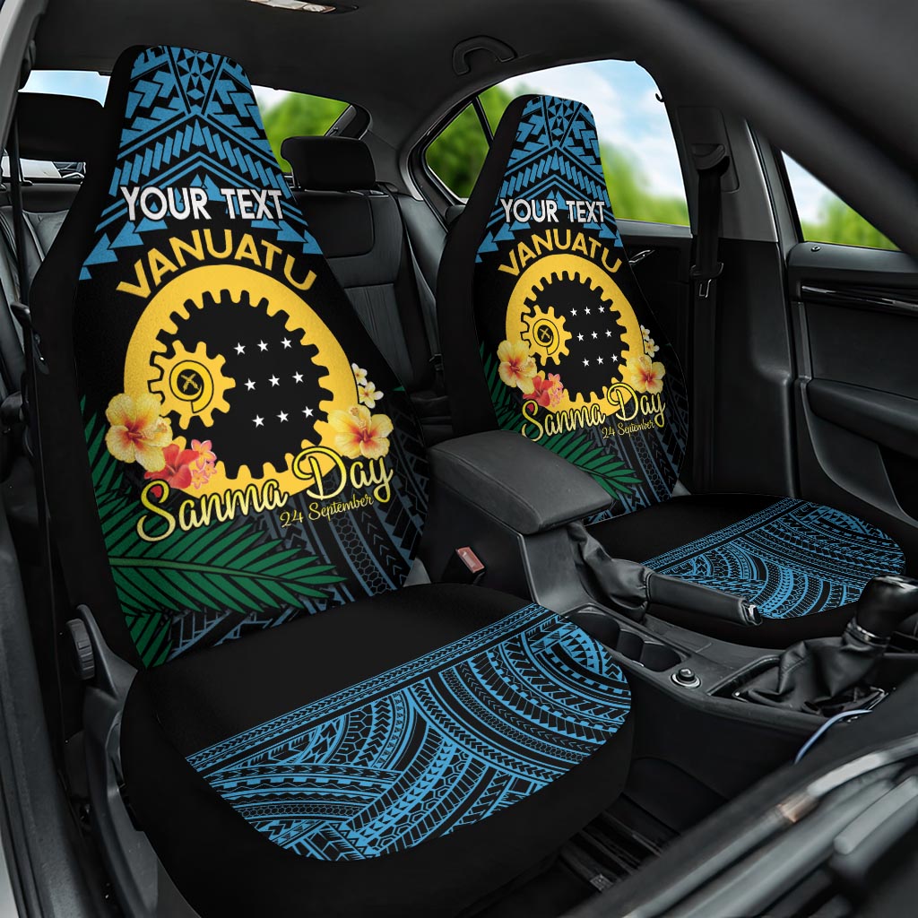 Personalised Sanma Day Car Seat Cover Vanuatu Provinces Polynesian Pattern LT14 One Size Black - Polynesian Pride