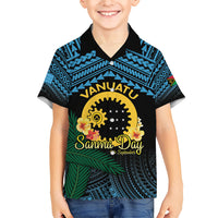Personalised Sanma Day Kid Hawaiian Shirt Vanuatu Provinces Polynesian Pattern LT14 Kid Black - Polynesian Pride