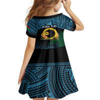 Personalised Sanma Day Kid Short Sleeve Dress Vanuatu Provinces Polynesian Pattern LT14 - Polynesian Pride