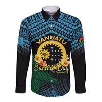 Personalised Sanma Day Long Sleeve Button Shirt Vanuatu Provinces Polynesian Pattern LT14 Unisex Black - Polynesian Pride
