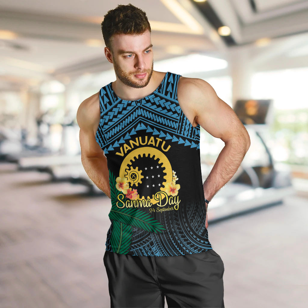Personalised Sanma Day Men Tank Top Vanuatu Provinces Polynesian Pattern LT14 Black - Polynesian Pride