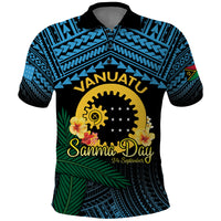 Personalised Sanma Day Polo Shirt Vanuatu Provinces Polynesian Pattern LT14 Black - Polynesian Pride