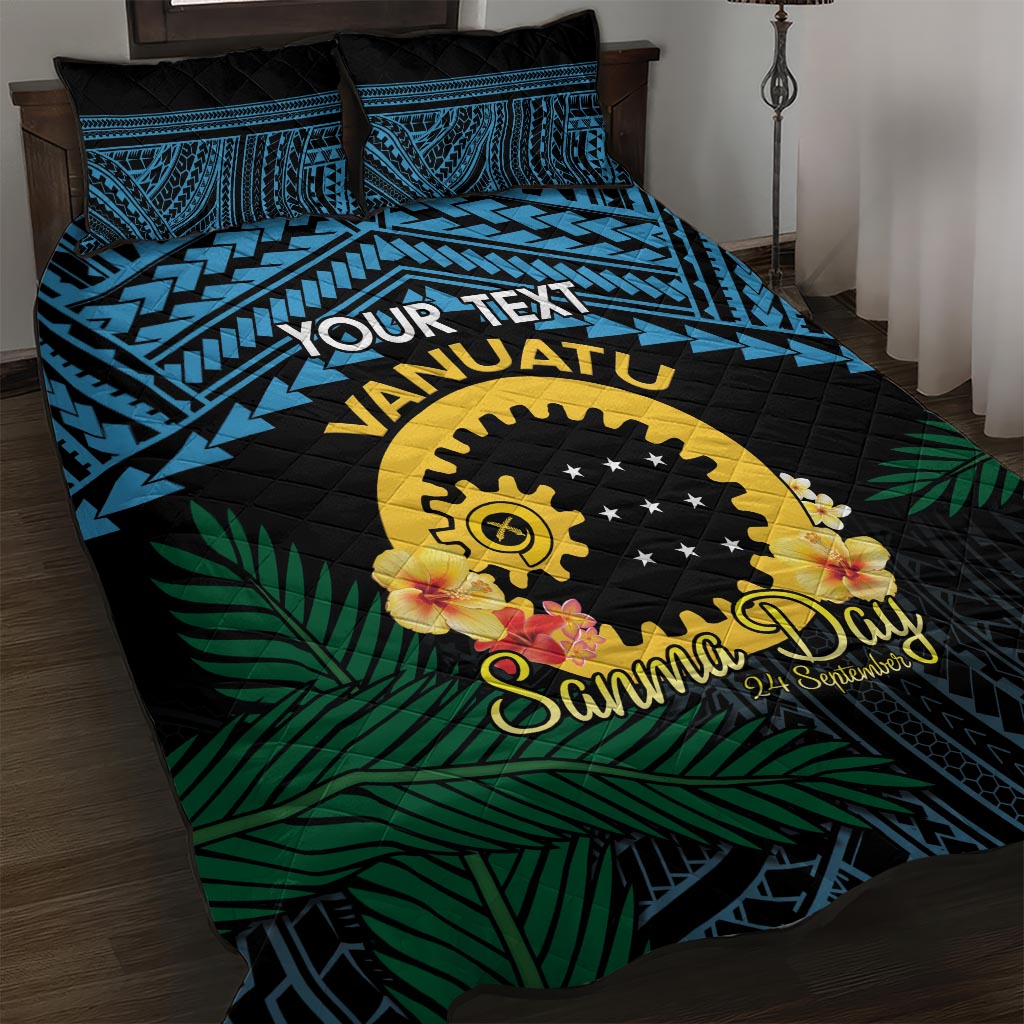 Personalised Sanma Day Quilt Bed Set Vanuatu Provinces Polynesian Pattern LT14 Black - Polynesian Pride