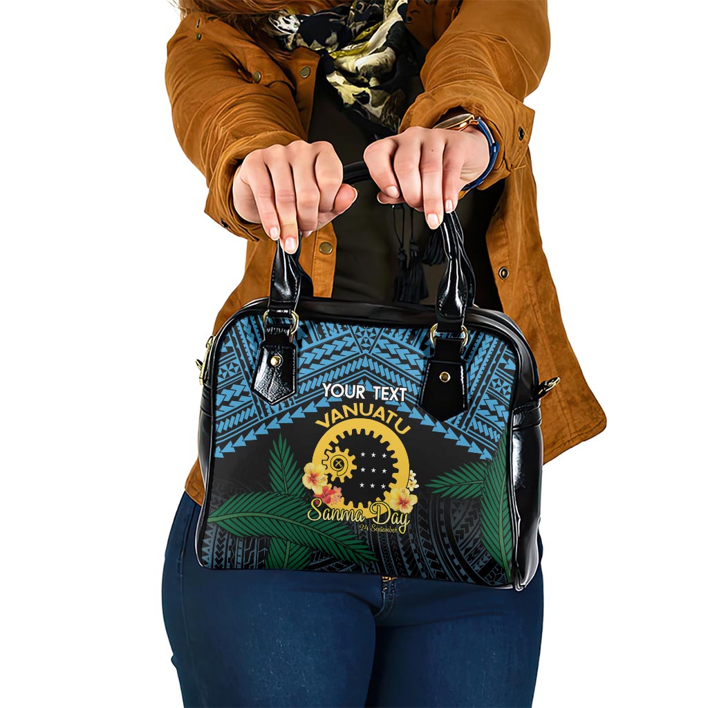 Personalised Sanma Day Shoulder Handbag Vanuatu Provinces Polynesian Pattern LT14 One Size Black - Polynesian Pride